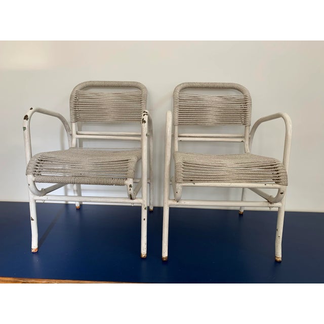 Vintage Iron and Rope Garden Chairs- A Pair For Sale - Image 12 of 12