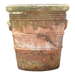 Vintage Boho Patinated Terra Cotta Planter For Sale