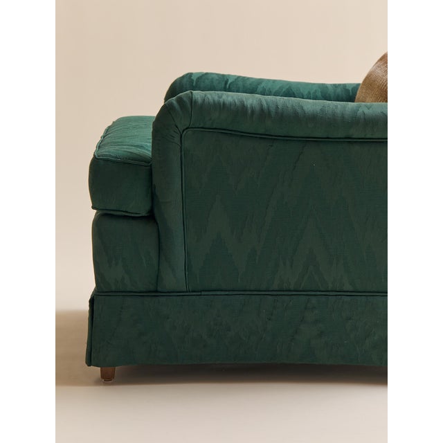 The Vintage Drexel Emerald Moire Flame Stitch Armchairs For Sale In Chicago - Image 6 of 10