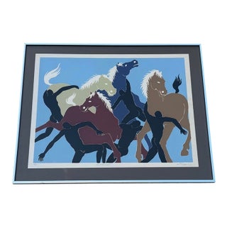 Vintage Signed Surrealist Horse and Nude Figure Limited Edition Serigraph For Sale