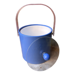 Vintage Mid Century Blue Ice Bucket With Lucite Handle