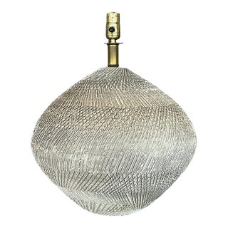 Vintage Scored Ceramic Table Lamp For Sale