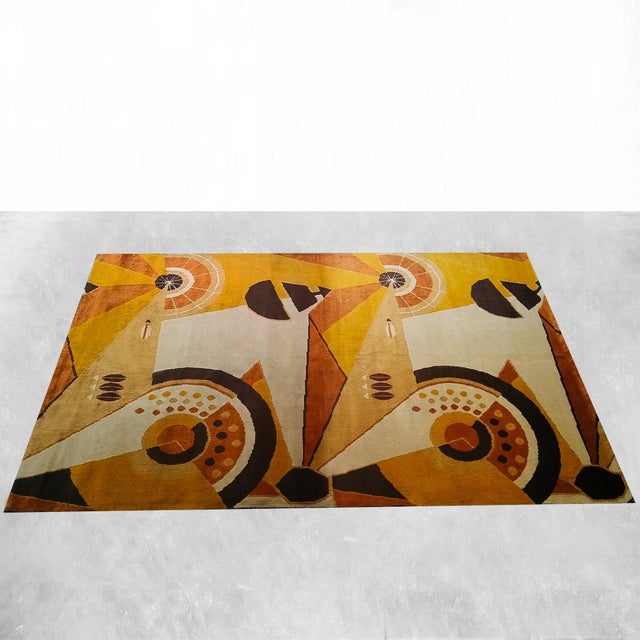Mid-Century Modern Constructivist Mechanical Futuristic Rug, France, 1950s For Sale - Image 3 of 12