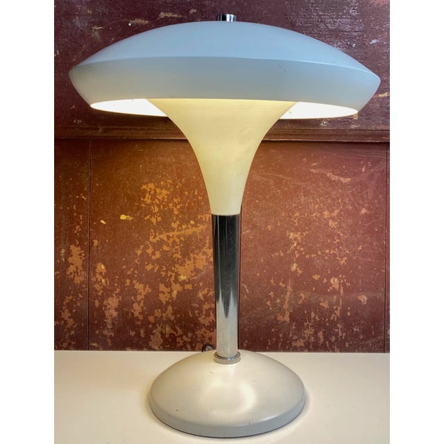 White and Chrome Bauhaus Style Table Lamp For Sale - Image 10 of 10