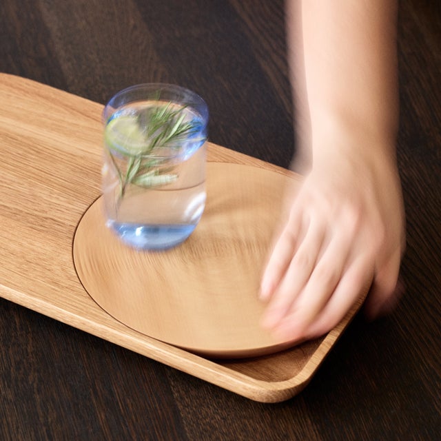 The SPIN tray takes its cue from a vinyl record – a solid oak serving tray with a rotating central disc that turns...