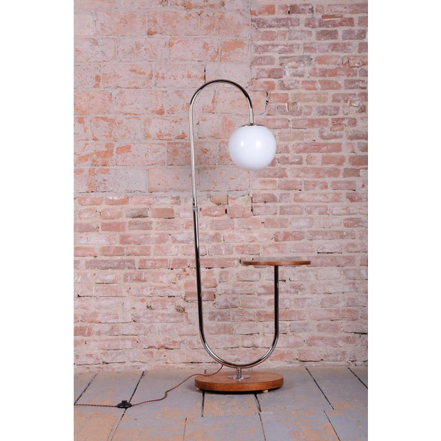 Bauhaus Floor Lamp in Oak by R. Slezák from Slezak Factories, 1920s For Sale - Image 6 of 12