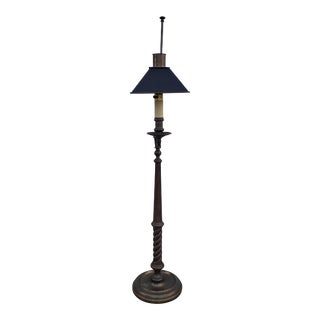 Mid 20th Century Chapman Brass Floor Lamp and Tole Shade For Sale