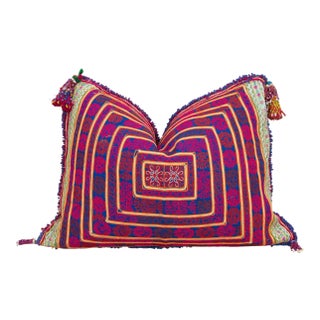 Myra Thar Silk Embroidered Antique Pillow For Sale