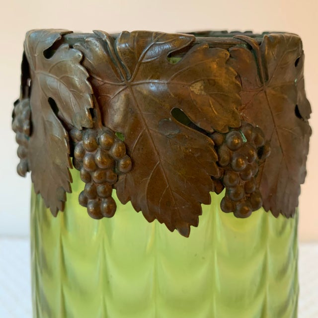 Bohemian Green Iridescent Glass Vase (Loetz/Kralik?) For Sale In Philadelphia - Image 6 of 11