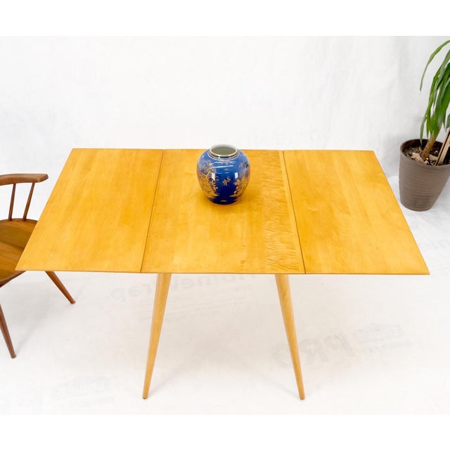 Paul McCobb solid birch drop leaf dining table planer group tapered legs MINT! Drop leaves measure 17 inches across.