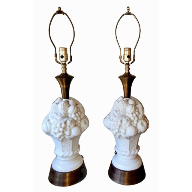 Vintage 1960s Italian Ceramic Fruit Topiary Lamps - a Pair For Sale - Image 12 of 12