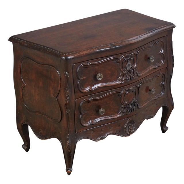 18th C Style Louis XV Mahogany Two Drawer Nightstand For Sale