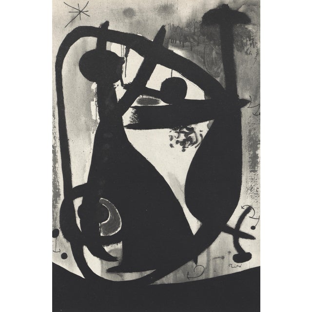 Monochrome lithograph after Joan Miró, from the album "L'Oiseau Solaire, L'Oiseau Lunaire, Etincelles" (The Sun Bird, The...