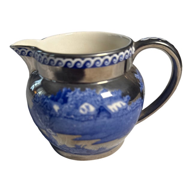 Late 19th Century Wedgwood “Fallow Deer” Blue/Platinum Creamer For Sale