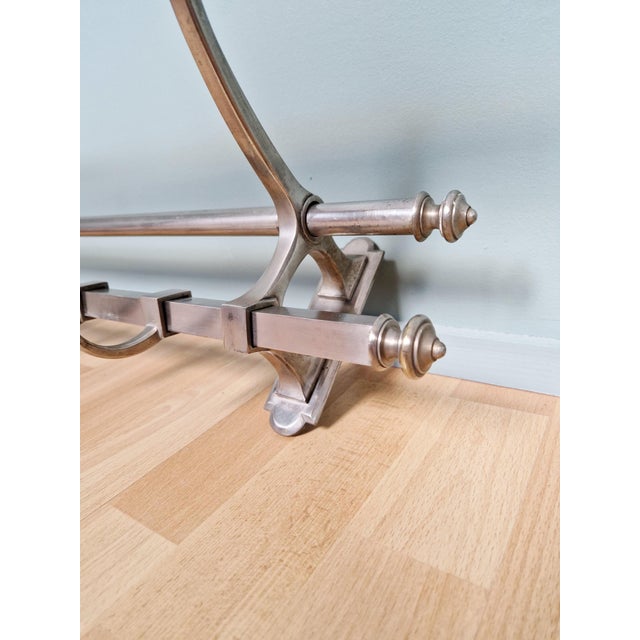 Silver Art Deco Wall-Mounted Coat Rack in Nickel-Plated Brass, 1920s For Sale - Image 8 of 15