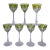 1930s Moser Lady Hamilton Green Overlay Crystal Wine Glasses, Set of 7 For Sale