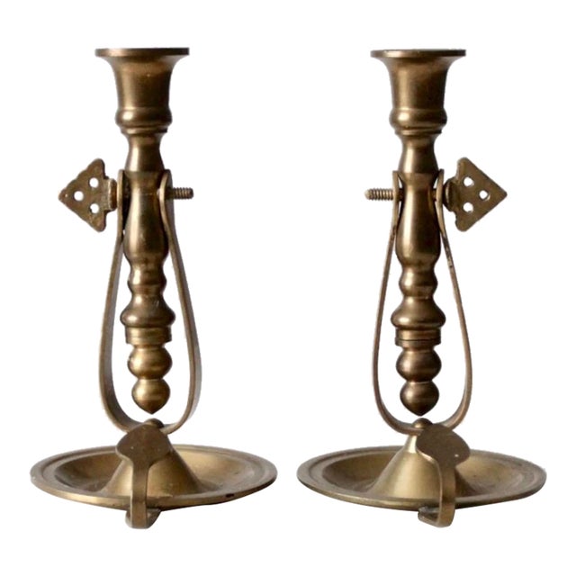 Antique Tilting Brass Chambersticks For Sale