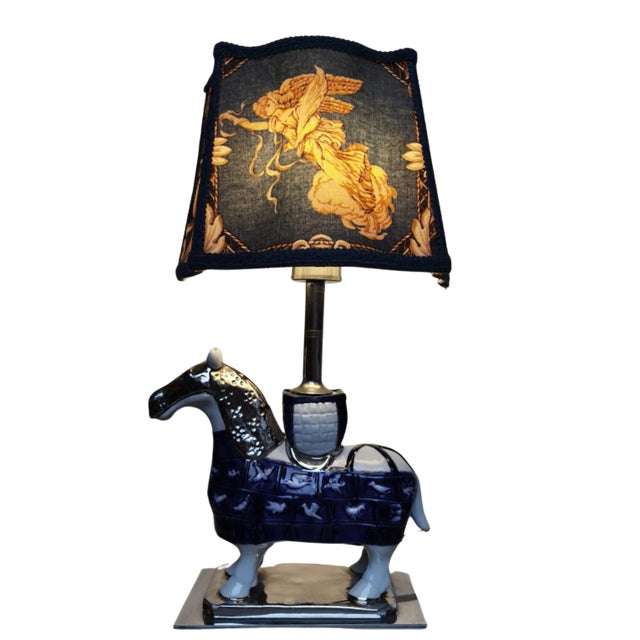 Mid-Century Modern Vintage Equestrian Porcelain Horse Lamp For Sale - Image 3 of 8