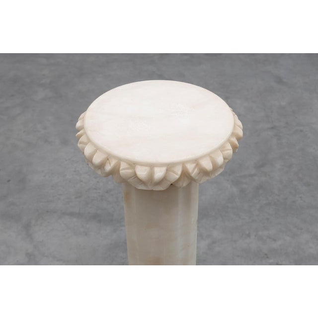 Carved White Marble Pedestal Column with Rosette Capitals, Italy, 1890s For Sale - Image 6 of 13