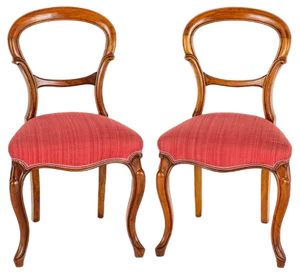 Victorian Walnut Dining Chairs with Balloon Back 1860, Set of 2