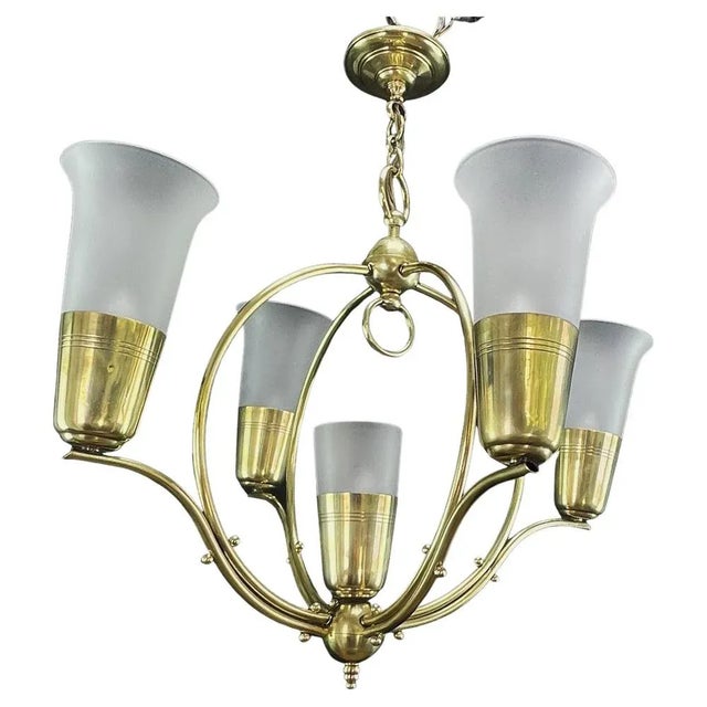 Art Deco Ceiling Lamp with Large Glass Tulips, 1930s For Sale - Image 12 of 12