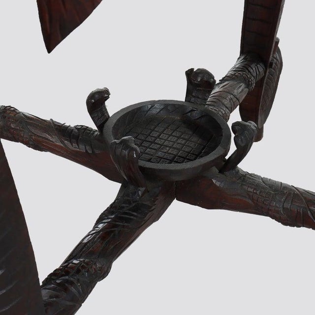 Wood Antique Anglo Indian Figural Carved Rosewood Side Table With Elephants & Figure For Sale - Image 7 of 11