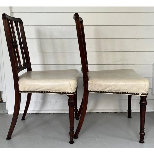Brown Antique 18th Century George III Neoclassical Mahogany Side Chairs - a Pair For Sale - Image 8 of 11