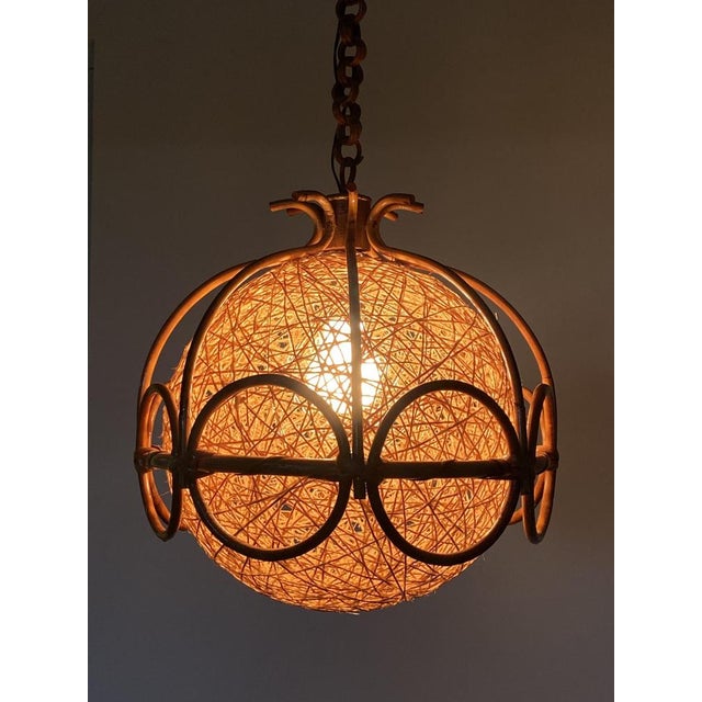 Bamboo and Rope Ceiling Light, 1970s For Sale - Image 4 of 18