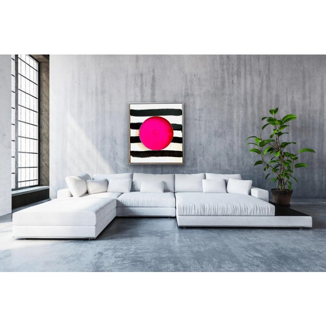 Geometric, modern art for indoors or out! This abstract painting by ES Melfi is called “Pink Pop”, an oversized acrylic on...