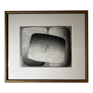 Late 20th Century Graphite Abstract Geometric Drawing Signed Achillo Sulla, Framed
