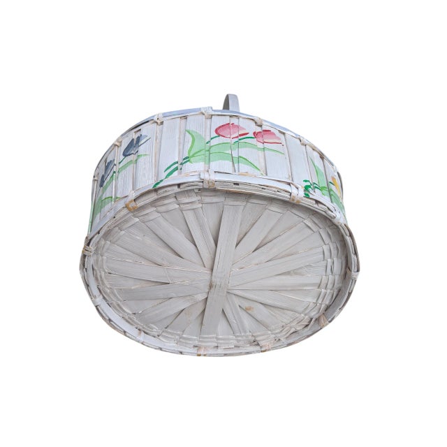 Vintage Hand Painted Tulip Easter Basket With Handle For Sale - Image 14 of 14