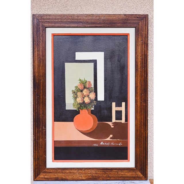 Marcello Boboli, Orange Vase, 1976, Oil on Canvas, Framed For Sale - Image 7 of 7