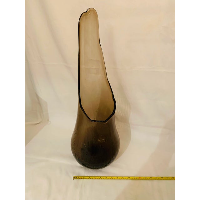 Vintage Fayette-Style Oversized “Gourd Art” Glass Vase in a Smokey Quartz Color For Sale - Image 9 of 12