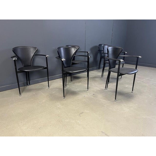 1980s Vintage Leather Armchairs from Arrben, Italy, 1980s, Set of 6 For Sale - Image 5 of 11