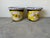 Beautiful pair of vintage Italian terracotta planters featuring vibrant Tuscan-style hand-painted decoration in rich...
