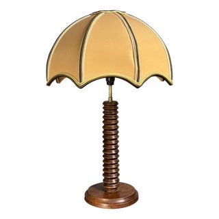 Mid-Century Modern French Brutalist Turned Wood Mushroom Table Lamp in the style of Charles Dudouyt, 1950s For Sale
