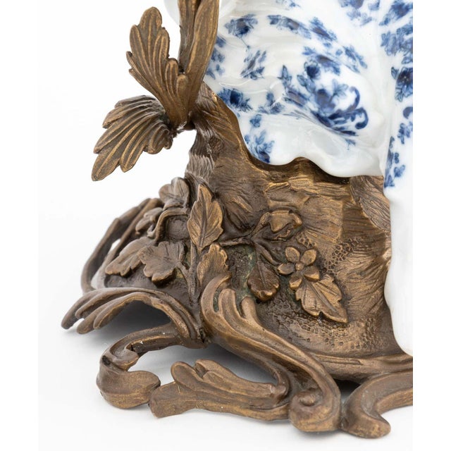 Chinoiserie Porcelain and Brass Candlesticks, Pair For Sale - Image 4 of 9