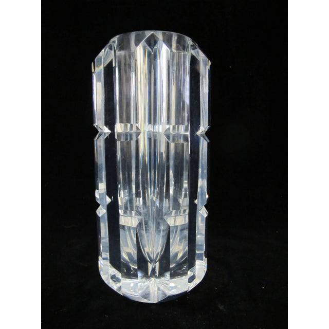 Orrefors Vintage Swedish Clear Faceted Crystal Glass 7" Tall Vase For Sale - Image 9 of 10