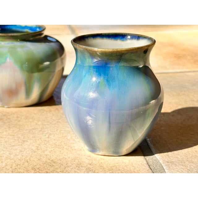 Art Deco Ceramic Vases with Green-Blue Gradient from Hugo Reinhold & Co, Germany, 1930s, Set of 2 For Sale - Image 12 of 18