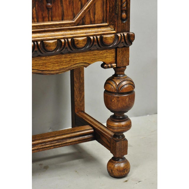 Antique Jacobean Renaissance Tudor Oak Blind China Cabinet Bookcase Cupboard For Sale - Image 10 of 15