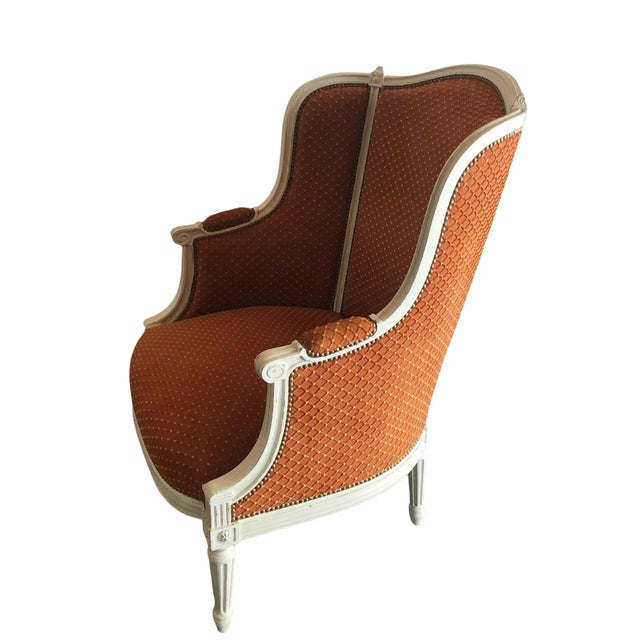 Louis XVI Style Bergere Chair and Ottoman - a Set For Sale - Image 4 of 9