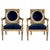 Mid 20th Century Pair of Louis XVI Style Giltwood Armchairs with Blue Klein Velvet For Sale - Image 15 of 18