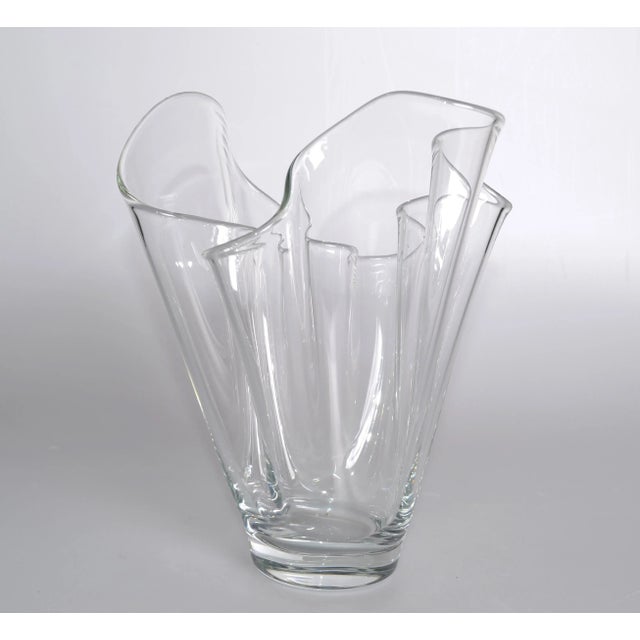 Italian Hand-Blown Transparent Handkerchief Vase. No Makers Mark. This Vase is always in the center of attention....