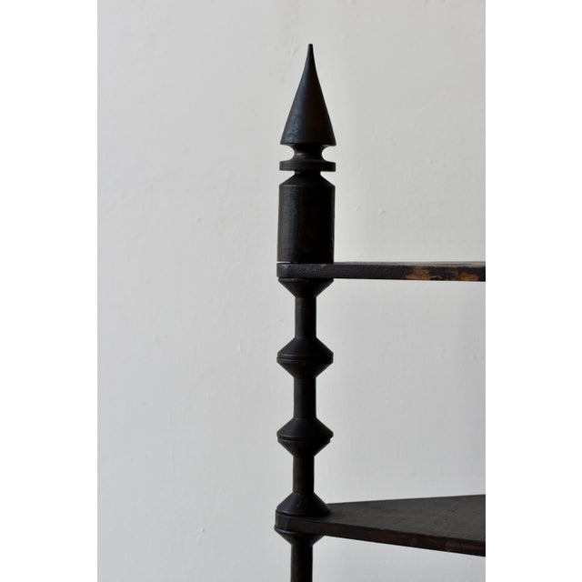 Late 19th Century Antique Ebonized Tiered Spool Corner Shelf With Exaggerated Finials, Circa Late 19th Century For Sale - Image 5 of 18