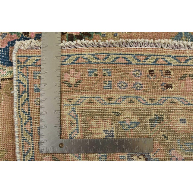 Tabriz Rug 8’1” X 10’11” Pink Wool Vintage Distressed Hand-Knotted Carpet For Sale - Image 15 of 15