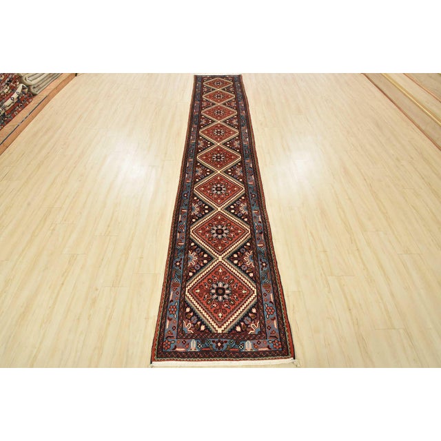Farmhouse Roodbar Runner 2’6” X 12’8” Red Wool Vintage Traditional Hand-Knotted Rug For Sale - Image 3 of 13