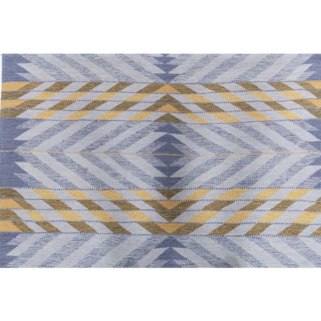 Mid-Century Modern "Chevronn" Modern Flatweave Chevron Ivory Hand-Knotted Rug by Doris Leslie Blau For Sale - Image 3 of 7