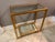 Hollywood Regency Late 20th Century Vintage Gold Leaf Double Shelf Glass Console Table For Sale - Image 3 of 12