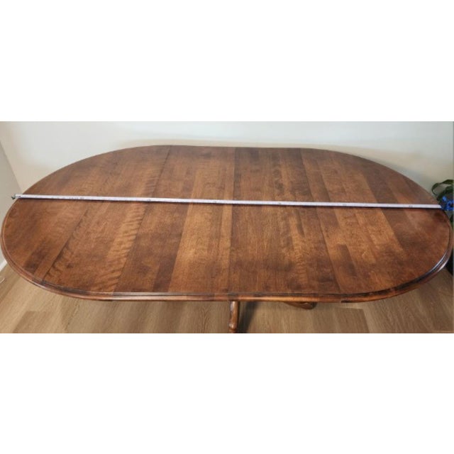 Vintage Ethan Allen Heirloom Collection Drop Leaf Pedestal Dining Table, 44" Round Extends to 78" For Sale - Image 14 of 17