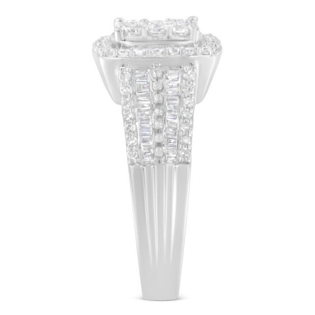 Early 21st Century 10K White Gold Diamond Cluster Ring (1 Cttw, H-I Color, I1-I2 Clarity) - Size 7-1/4 EVS1010 For Sale - Image 5 of 7